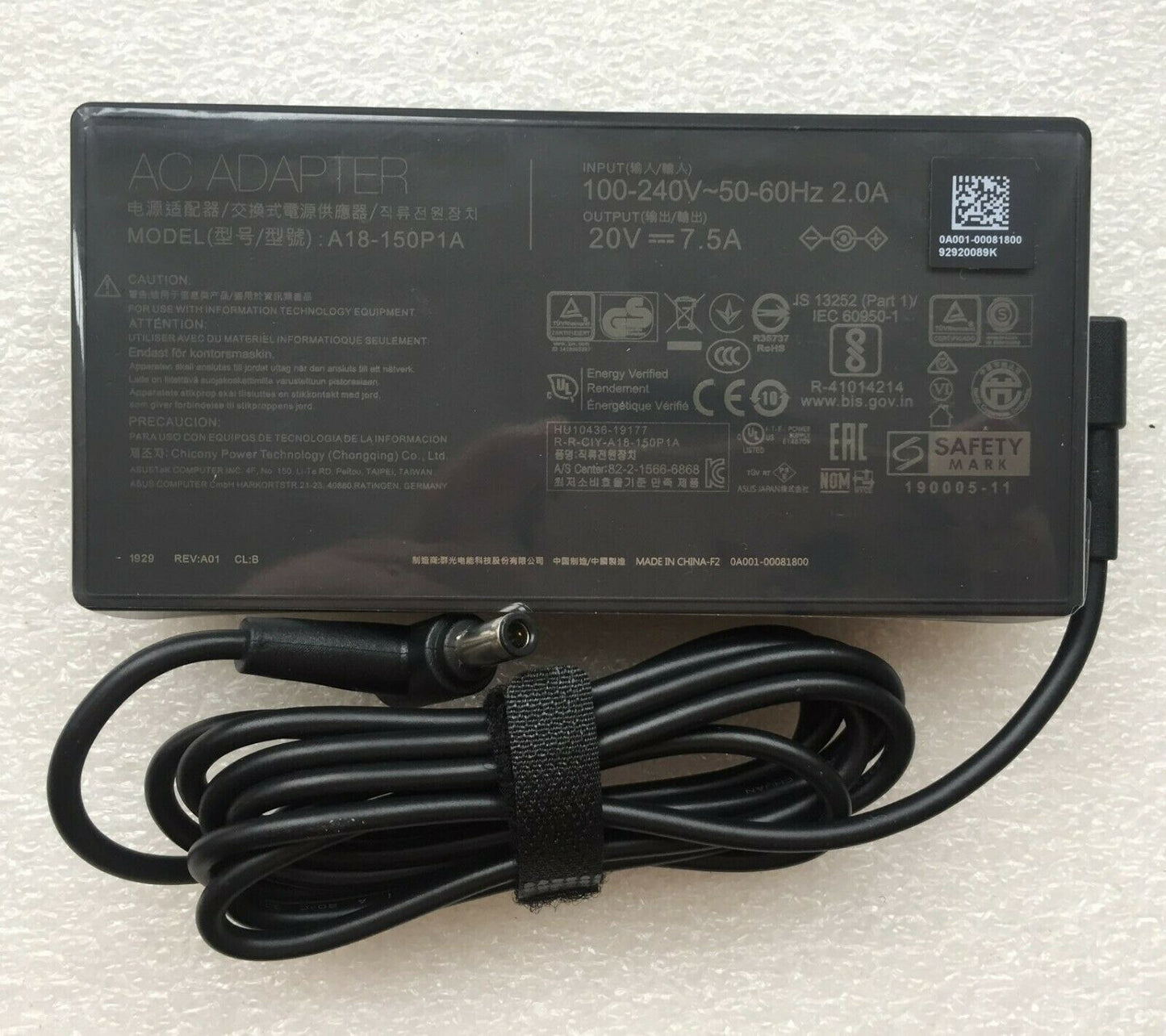 20V 7.5A 150W AC Adapter Charger A18-150P1A for ASUS TUF A15 TUF506II TUF506IU-ES74 TUF506II-BS74 Gaming Laptop power supply