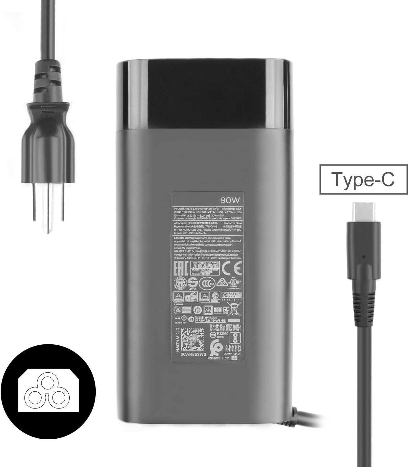 For HP 90W USB Type C Spectre AC Adapter 904082-003 904144-850