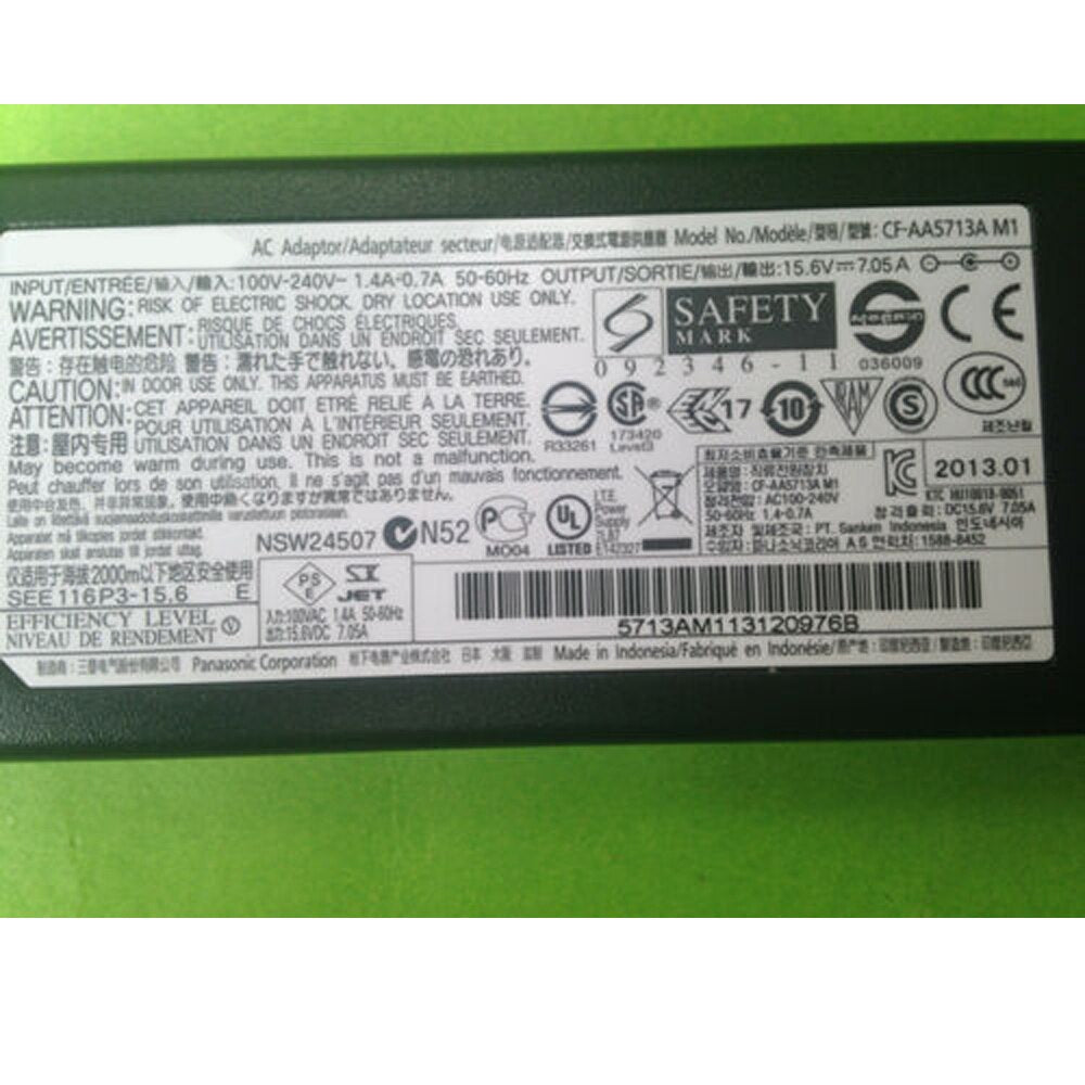 15.6V 7.05A AC Adapter Charger for Panasonic Toughbook CF-AA5713A M1 M2