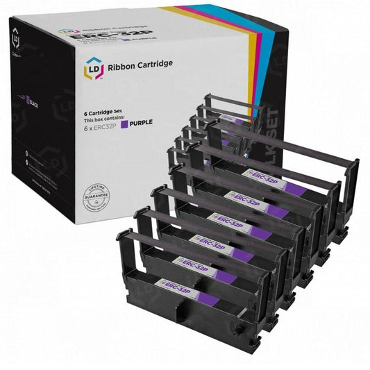 6pc Free Shipping Ribbon Compatible For Epson ERC-32 Purple M820 M825 M935 ERC32